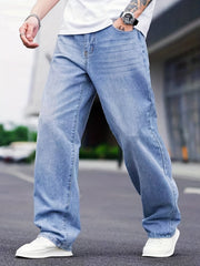 Men's Wide Leg Denim Pants for Spring Summer
