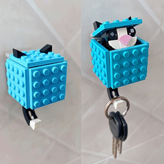 Mechanical Cat Key Holder Building Blocks Hook Keychain Toy