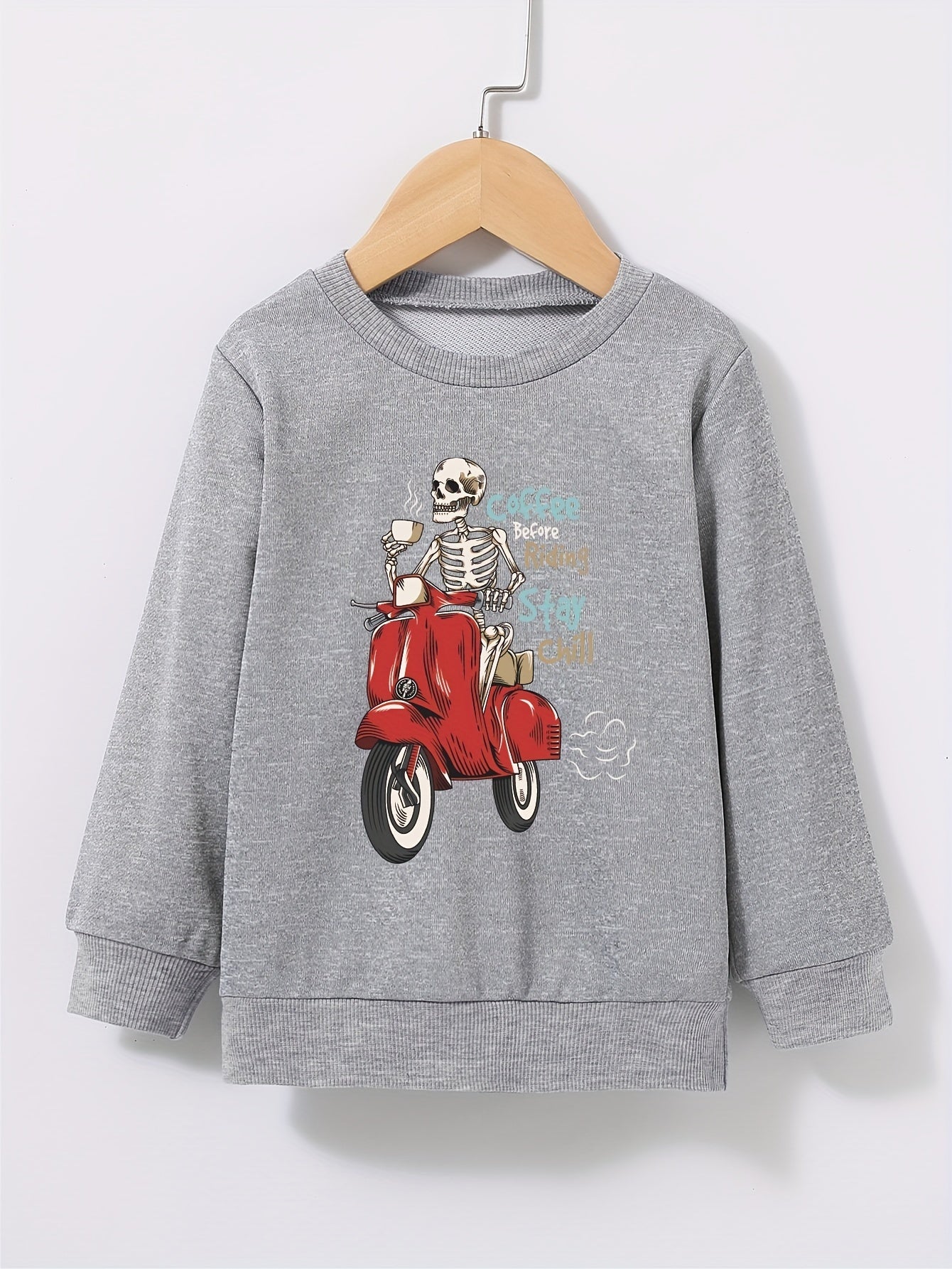 COFFEE BEFORE RIDING Halloween Style Kid's Sweatshirt