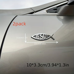 2 Pack 3D Metal Jesus Decal Sticker - Upgrade Your Ride
