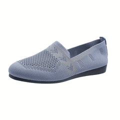Women's Knit Flat Shoes Soft Sole Slip On Casual Walking Flats