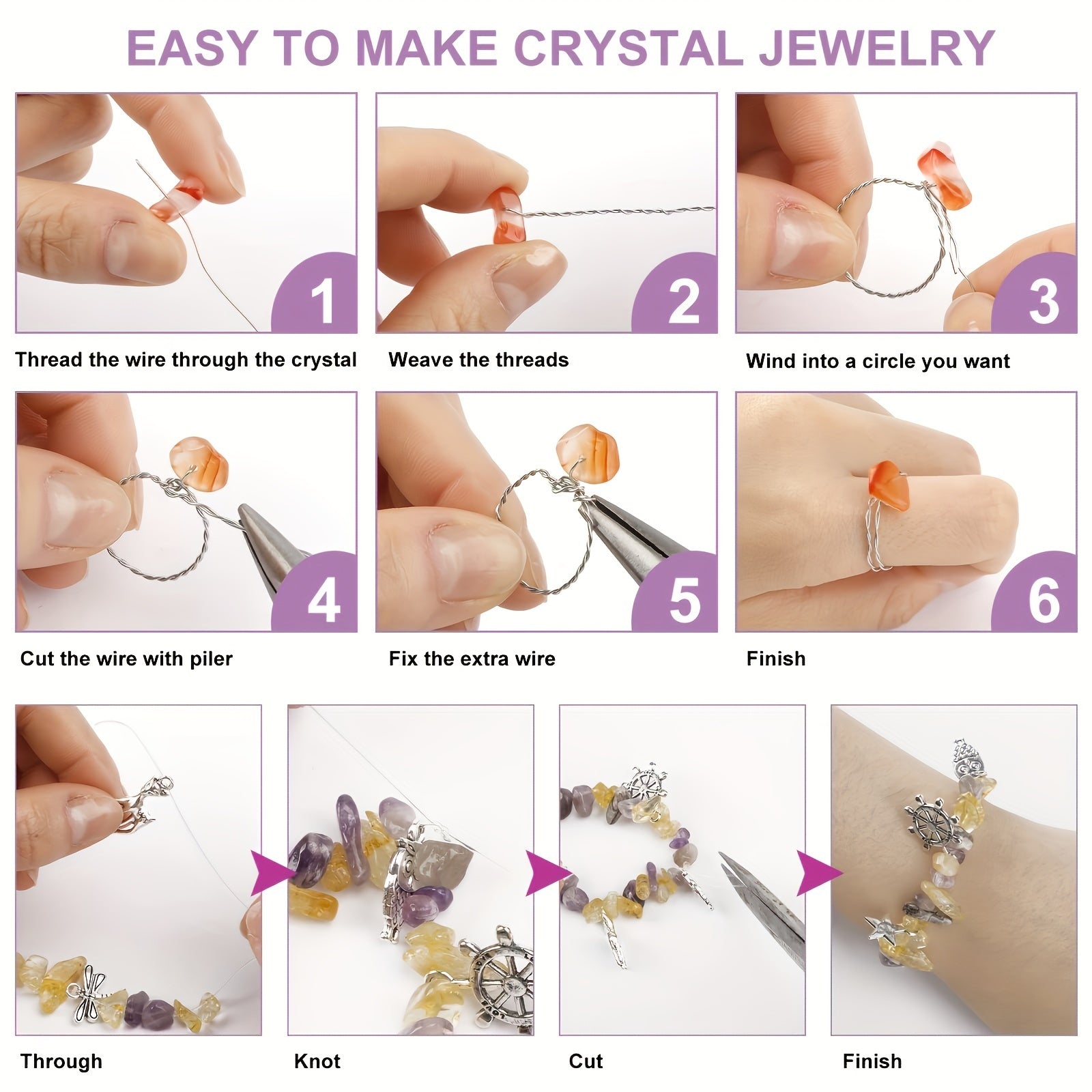 2360pcs 48 Colors Crystal Debris Beads Natural Stone DIY Jewelry Making Set