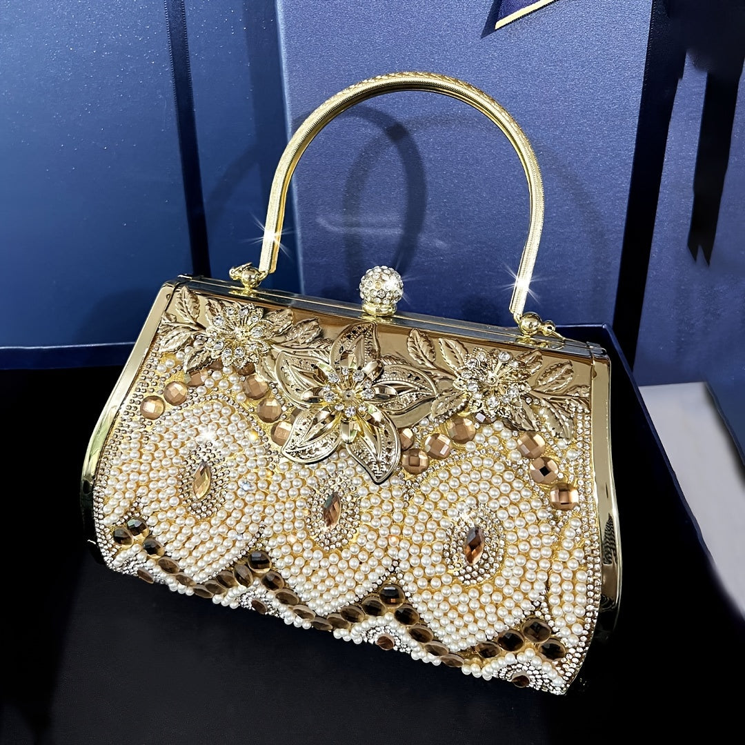 Rhinestone Evening Clutch Bag Geometric Pattern PU Material