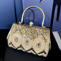 Rhinestone Evening Clutch Bag Geometric Pattern PU Material
