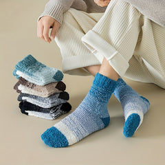5 Pairs Ombre Crew Socks Warm Fuzzy Women's Stockings