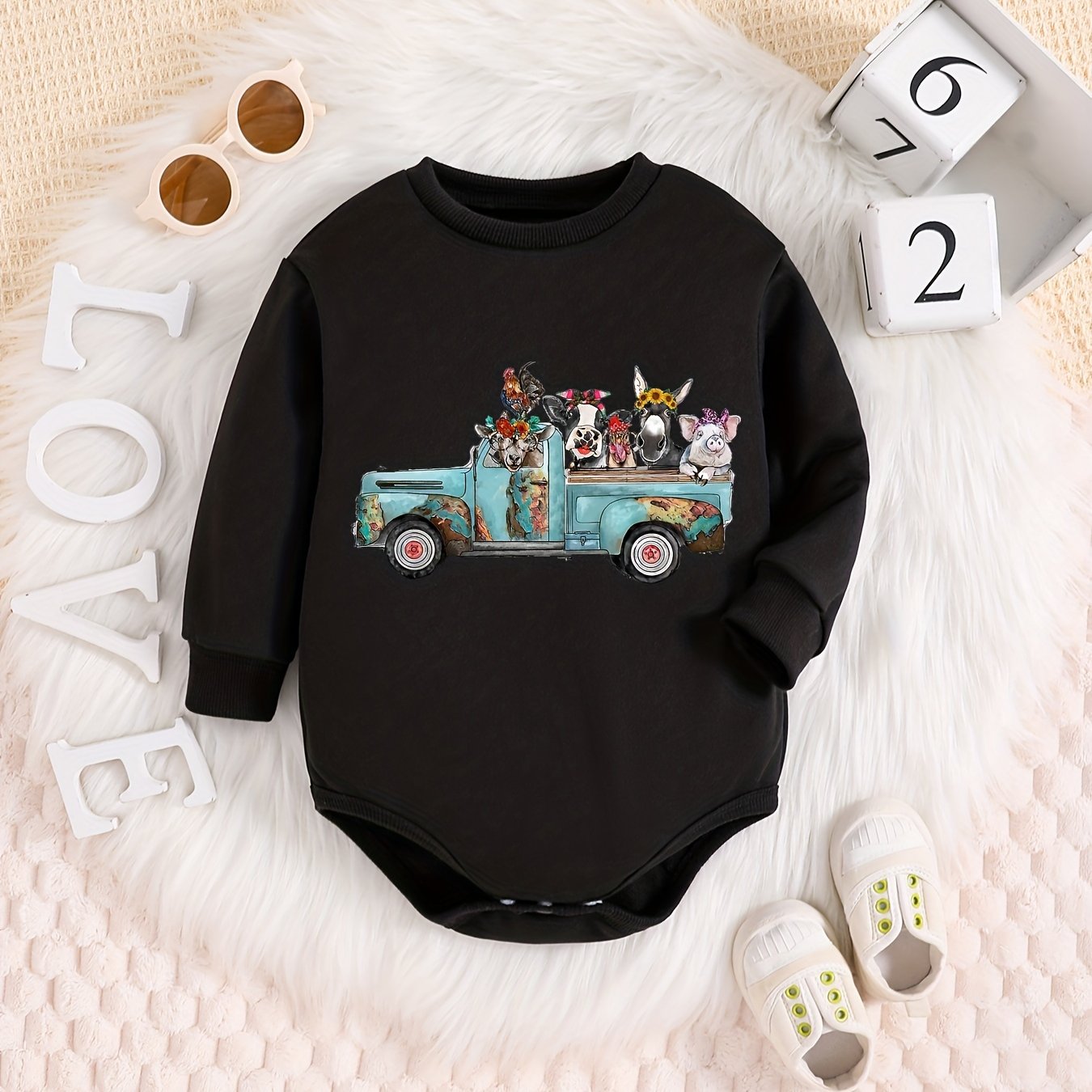 Baby Boy Cartoon Onesie Newborn Long Sleeve Romper