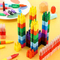 12pcs Stackable Multicolor Crayons Party Favors DIY Rainbow Pencils