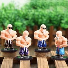 4 Pcs Old Man Anime Character Doll Figurines Model Car Ornaments