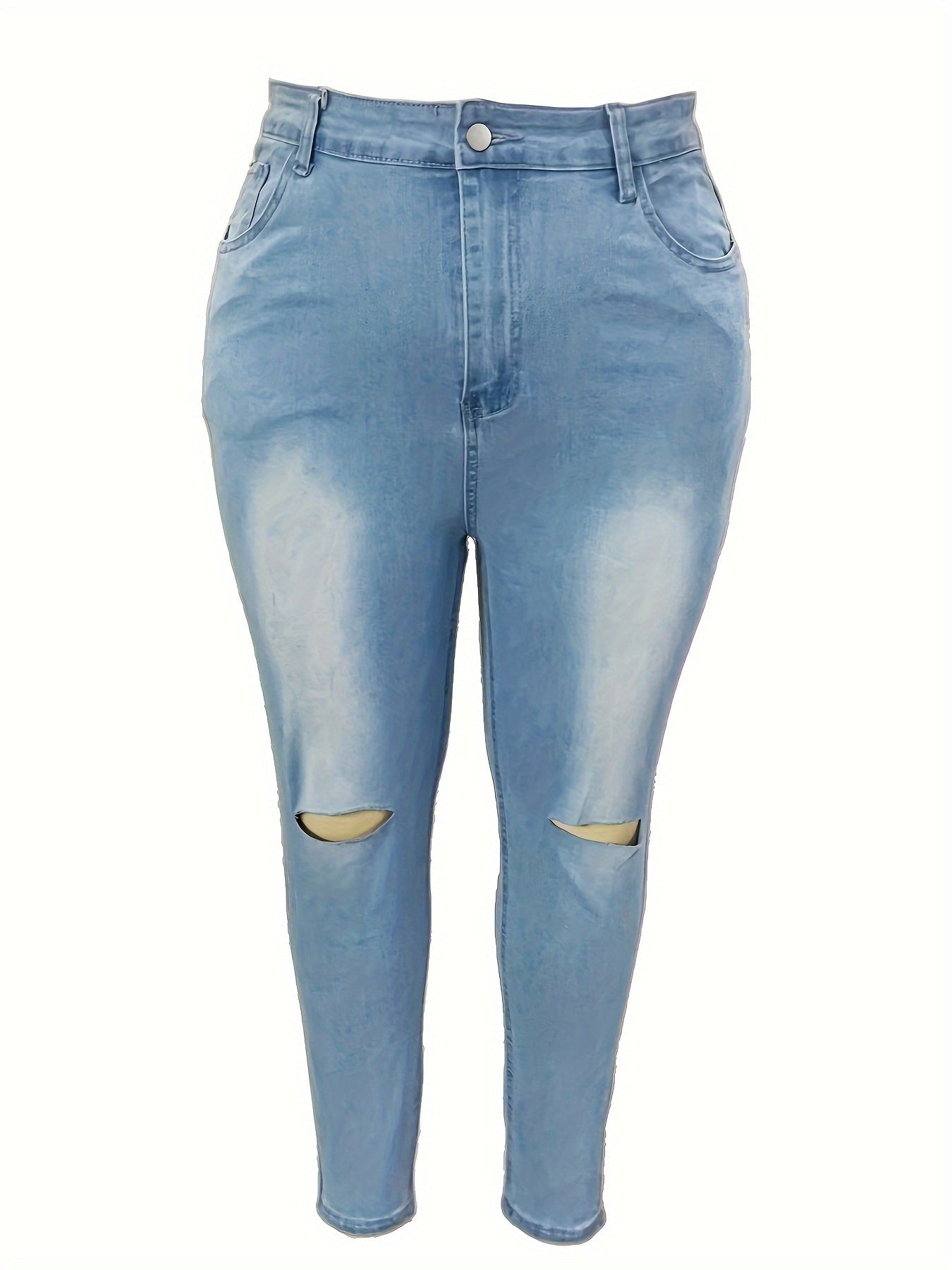 Ripped High Stretch Denim Pants