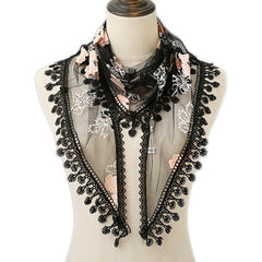 Colorful Tassel Lace Triangle Veil Head Covering Chapel Veil Latin Scarf