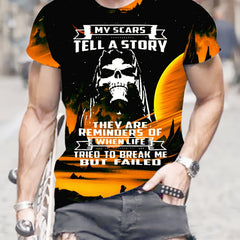 Skull And Letters Men's Graphic T-shirt for Summer