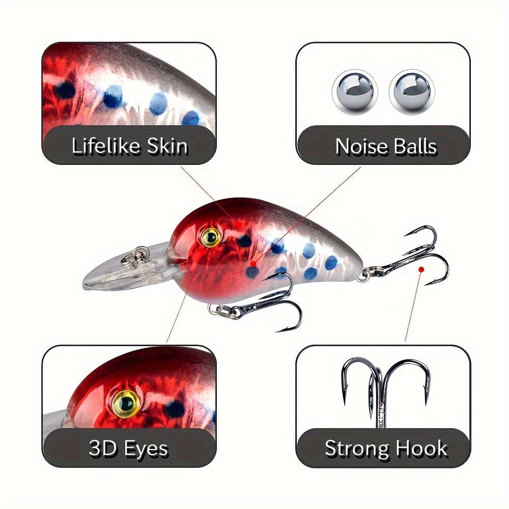 8pcs Floating Crankbait Hard Bait Fishing Tackle