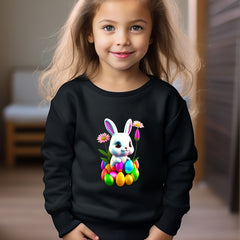 Girls Rabbit Pattern Crew Neck Sweatshirt Spring Fall Christmas Gift