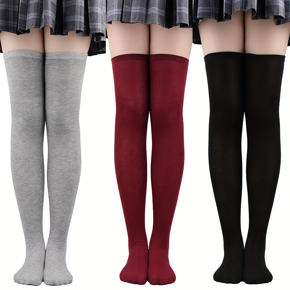 Solid Thigh High Socks Women's Stockings & Hosiery