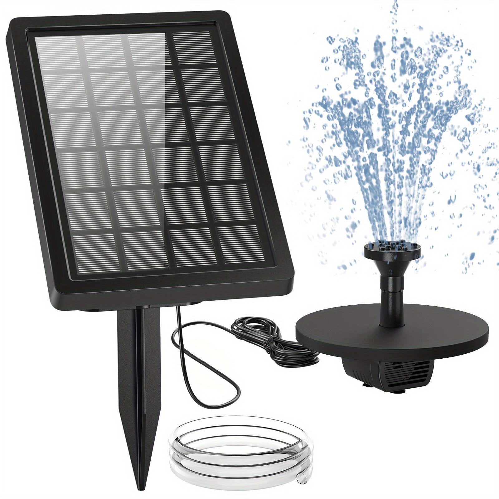 5W Solar Fountain DIY Water Feature with 6 Nozzles