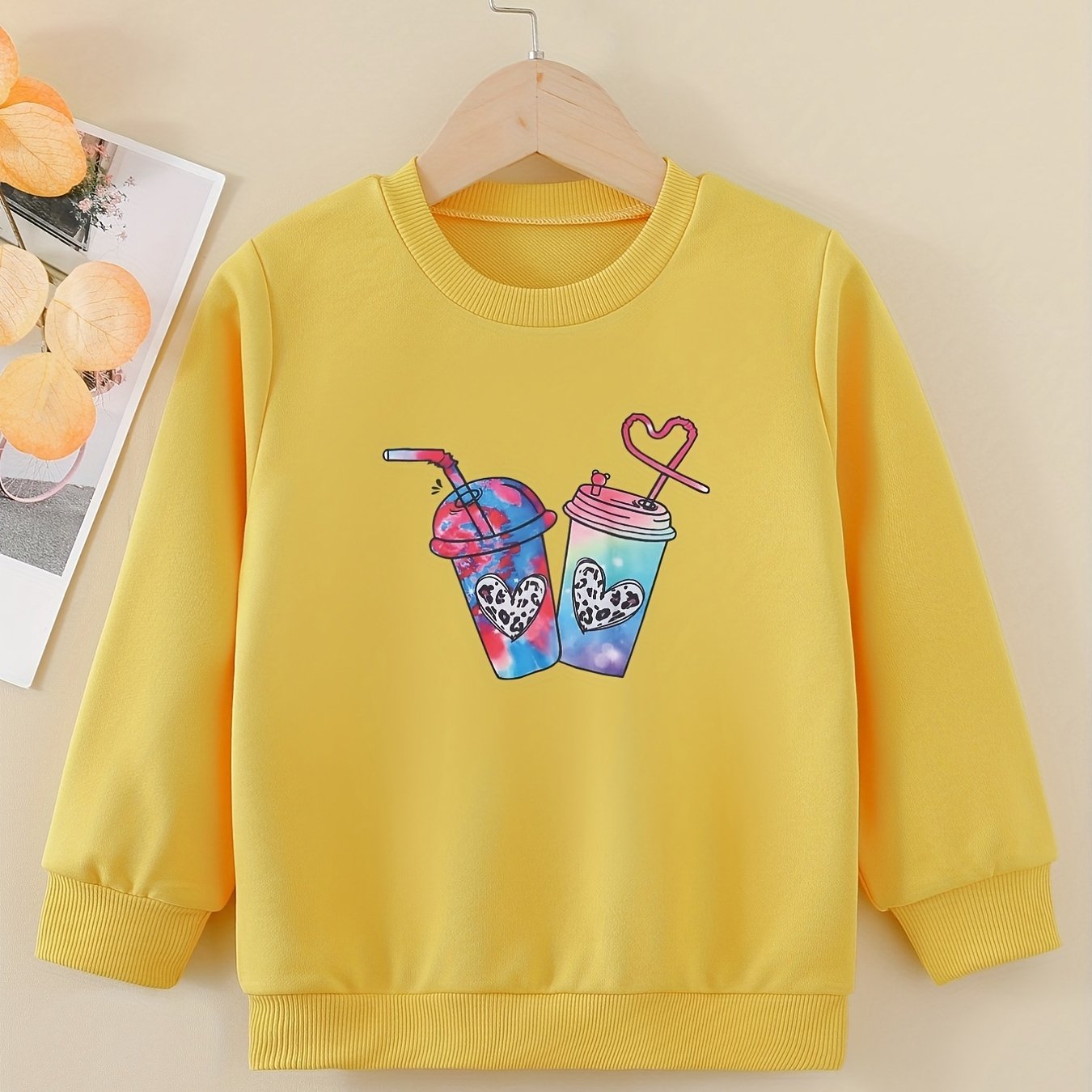 Tie Dye Graphic Sweatshirt for Girls Round Neck Pullover Tops