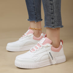 Women's Faux Leather Chunky Sneakers Casual Flat Skate Shoes