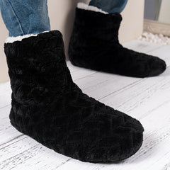 Men's Soft Plush Cozy Booties House Slippers Anti-skid Shoes