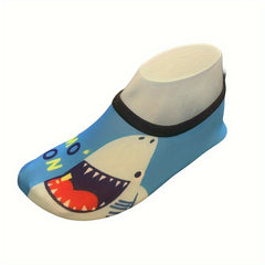 Boy's Shark Pattern Bare Water Shoes Quick Dry Non Slip For Beach Pool