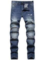 Slim Fit Ripped Jeans Men's Casual Distressed Denim Pants Spring Summer