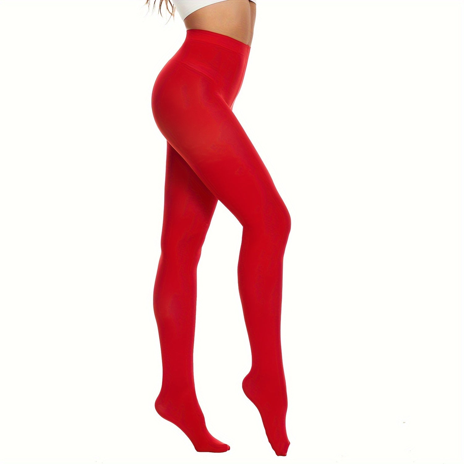 Opaque High Waist Slim Footed Pantyhose Women's Stockings