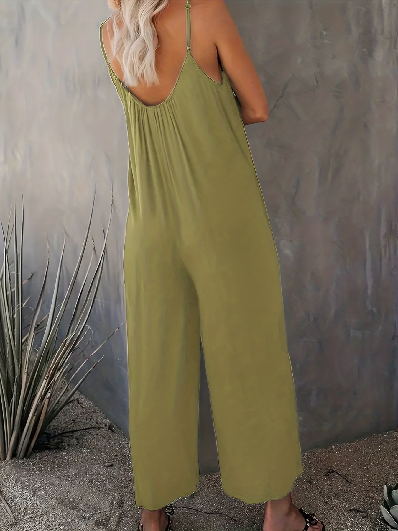 Casual Romper Women's Plus Solid Butterfly & Heart Print Cami Jumpsuit