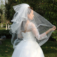 Bridal Wedding Veil With Comb White Faux Pearl Hair Accessories