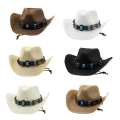 Ethnic Style Western Cowboy Straw Hat for Spring Summer