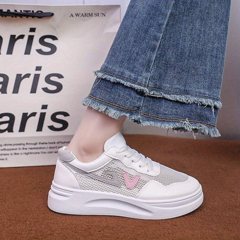Women's Mesh Low Top Sneakers Comfortable Casual Flat Shoes