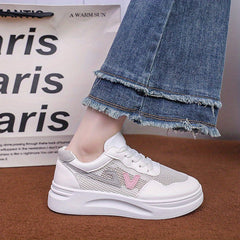 Women's Mesh Low Top Sneakers Comfortable Casual Flat Shoes