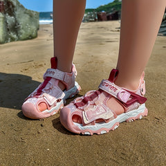 Girls Mesh Breathable Closed Toe Sandals Lightweight Anti-skid Sandals