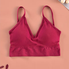 Ribbed Cami Crop Top V Neck Backless