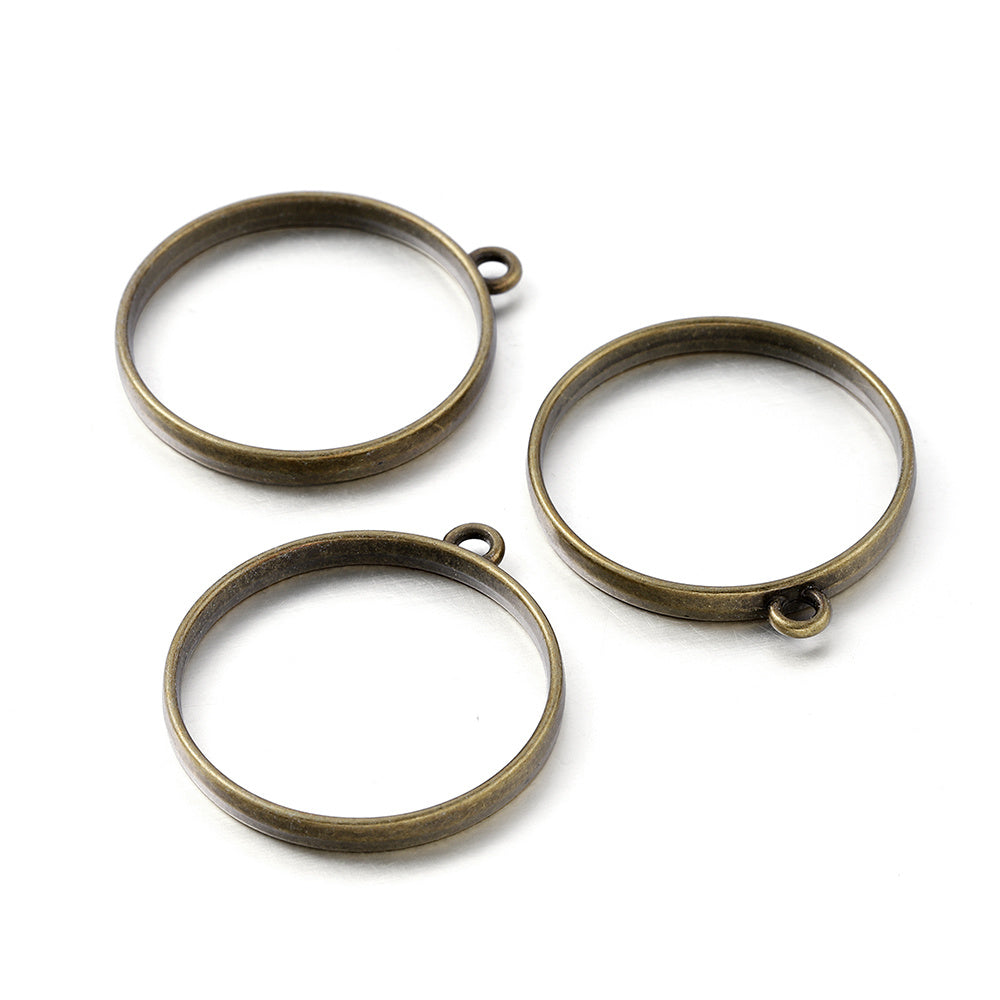 10Pcs Alloy Water Droplet Round Frame Pendant for DIY Jewelry