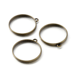 10Pcs Alloy Water Droplet Round Frame Pendant for DIY Jewelry