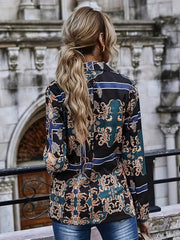Boho Baroque Print Plus Size Blazer