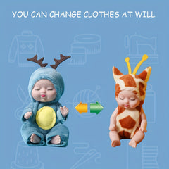 6 Mini Children's Dolls with Washable Animal Costumes