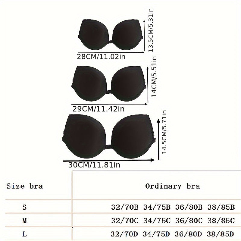 Solid Push Up Bra Comfy & Breathable Invisible Bra Women's Lingerie