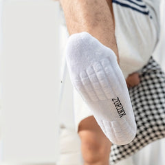 5 Pairs Men's Sports Crew Socks, Breathable Basketball Socks