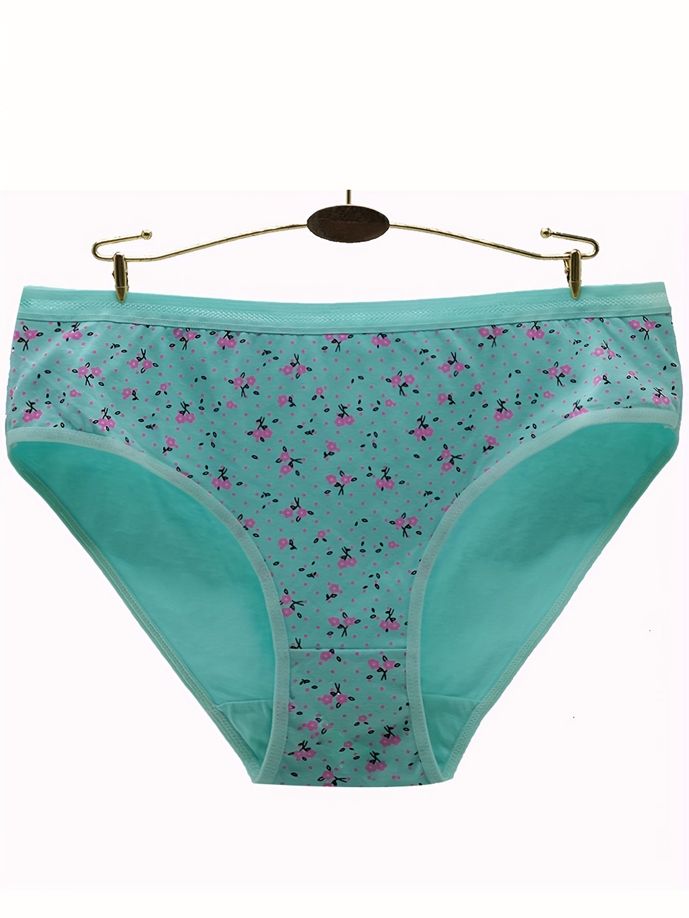 6pcs Floral Print Briefs Stretchy Intimates Panties Women's Lingerie