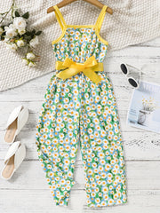 Toddler Girls Daisy Cami Rompers Wide Leg Jumpsuits For Beach Vacation