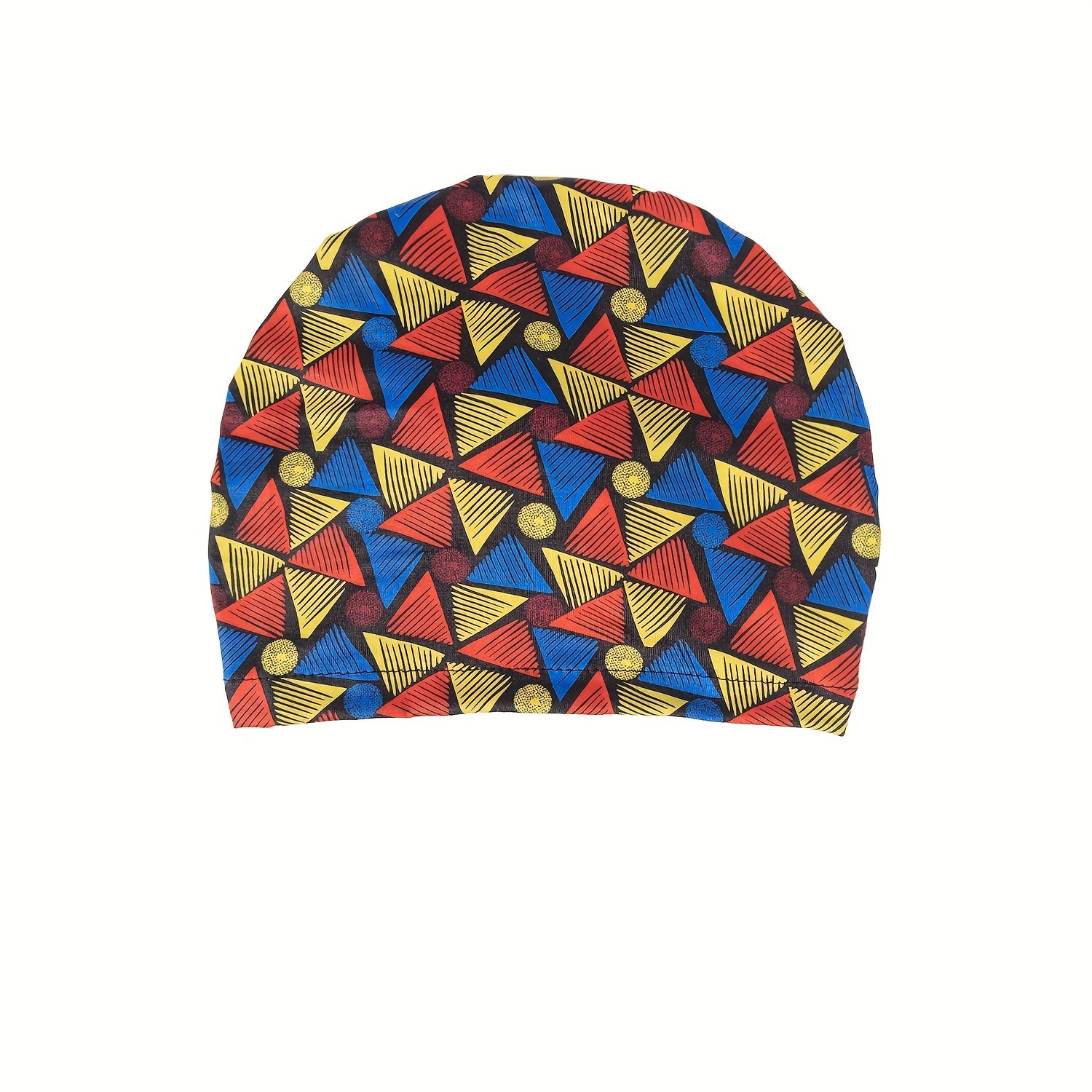 Geometric Print Pleated Turban Pre Tied Front Knot Elastic Beanie Head Wrap