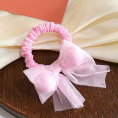2pcs Bow Mesh Hair Band Elastic Hair Ties Hair Accessories For Girls