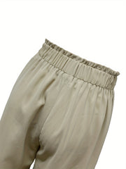 Solid Wide Leg Drawstring Pants for Women