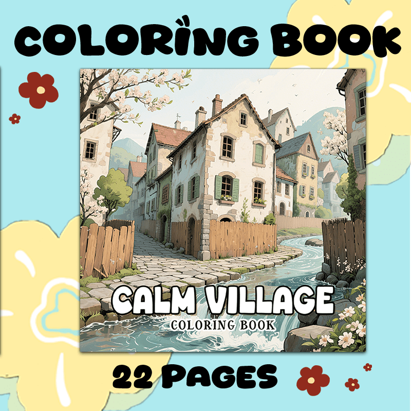 Adult Coloring Book Village Theme 22 Pages 20x20cm