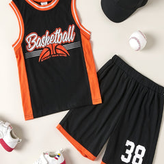 Boys Basketball Print Vest Top & Shorts Set