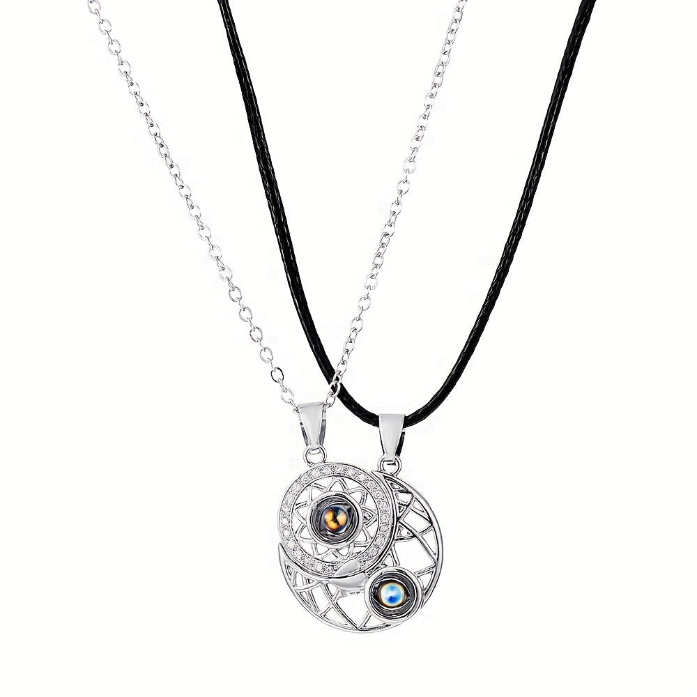 Sun Moon Necklace Magnetic Chain Jewelry Gift For Girls