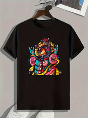 Graffiti Cartoon Print Men's Graphic T-shirt for Summer