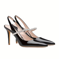 Rhinestone Heel Sandals Pointed Toe Stiletto Party Dress Slingback