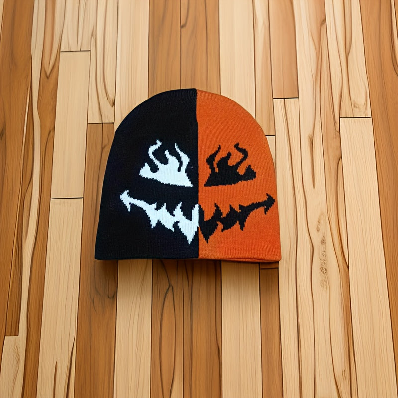 Children's Winter Embroidered Hip hop Skull Head Knitted Hat