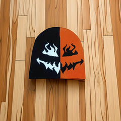 Children's Winter Embroidered Hip hop Skull Head Knitted Hat